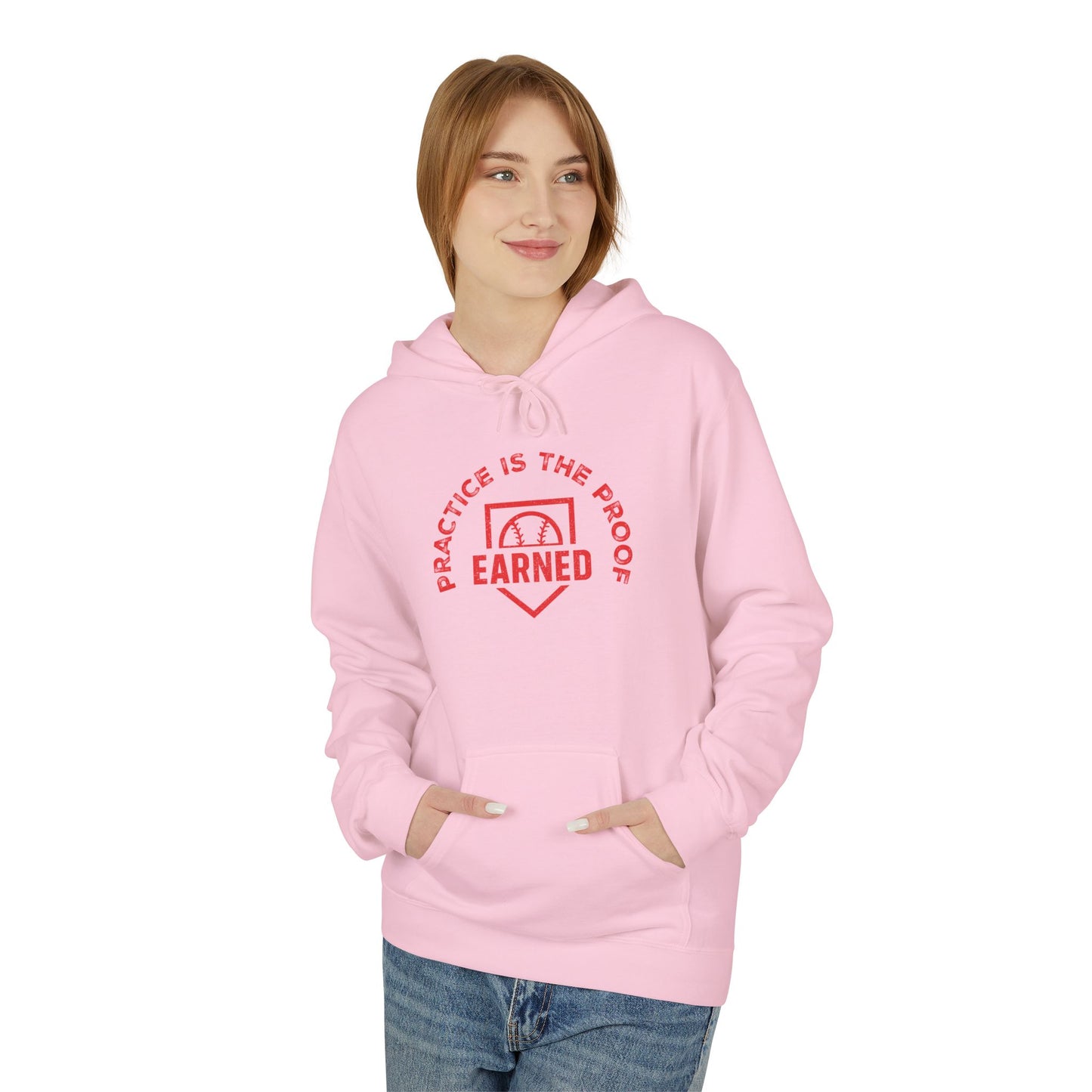 PRACTICE IS THE PROOF Hoodie (Red Font)
