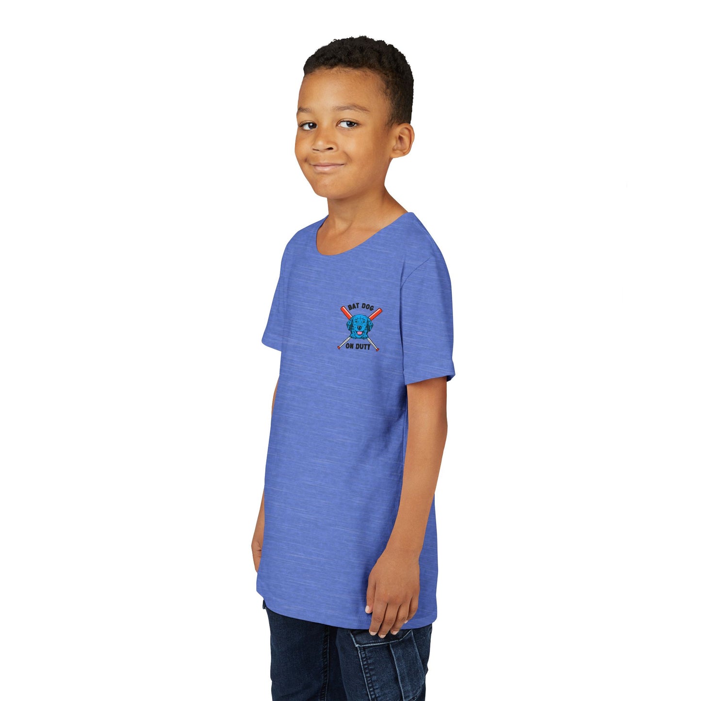FETCH HARD. HUSTLE HARDER. Youth Tee (Red Bat) - BARK PARK Collection