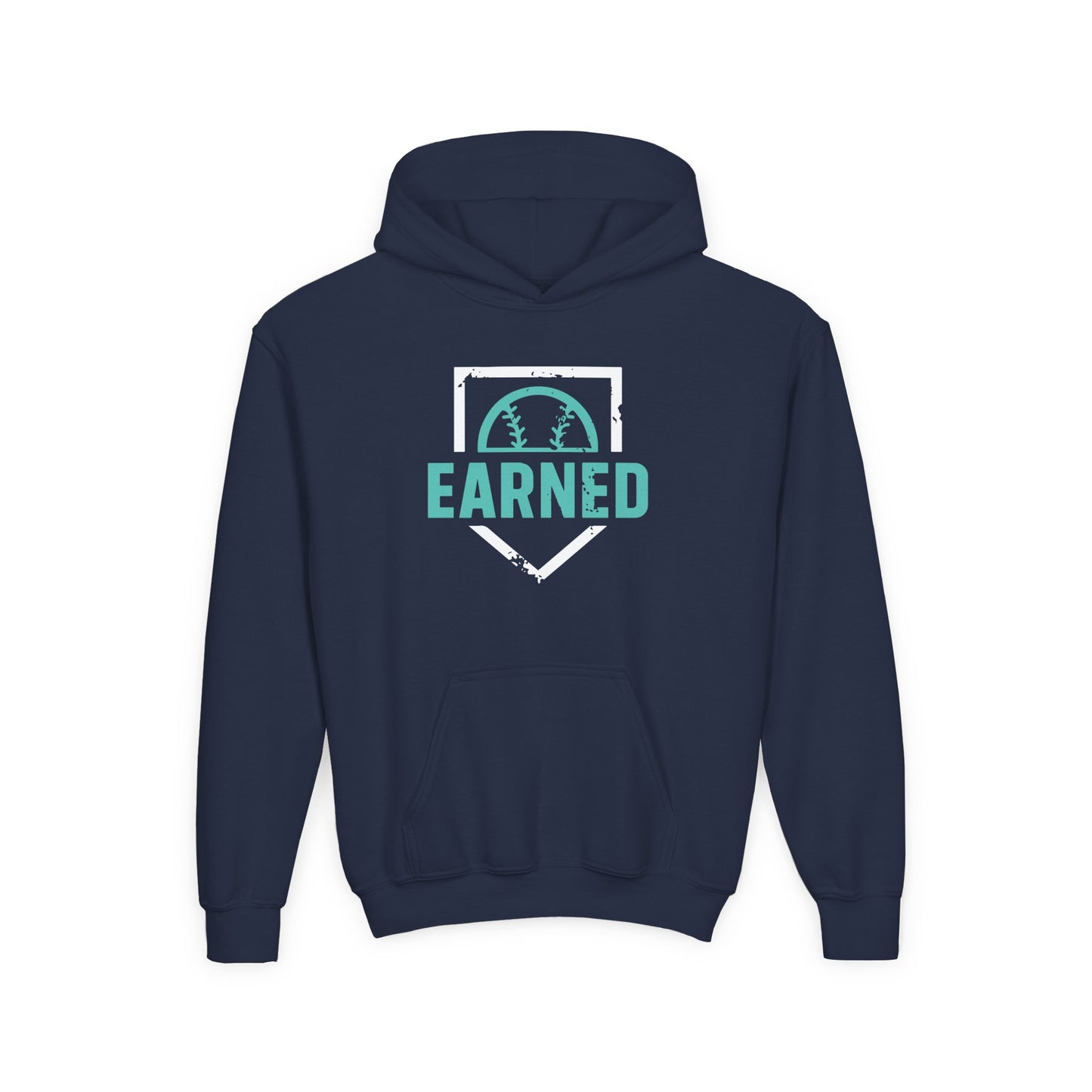 EARNED Logo Youth Hoodie (Aqua & White Font)