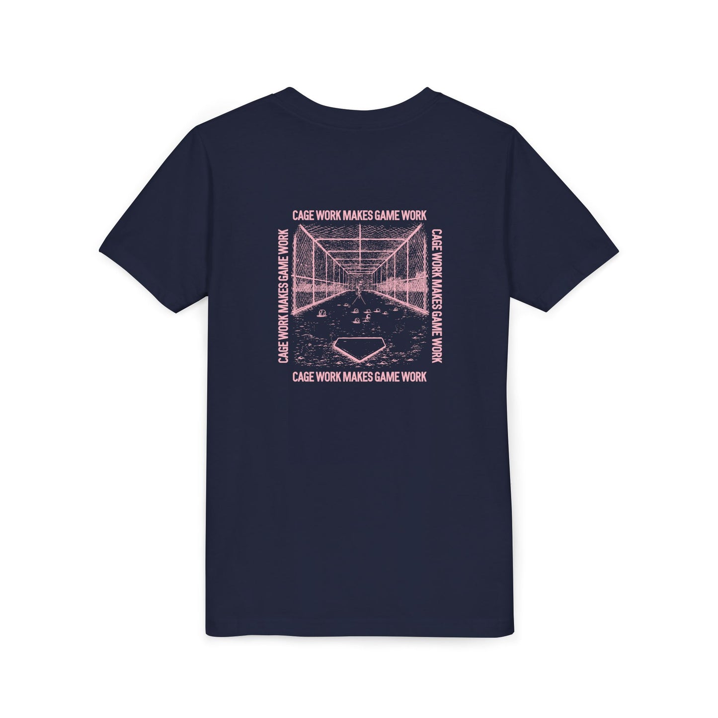 CAGE WORK MAKES GAME WORK Youth Tee (Pink Font)