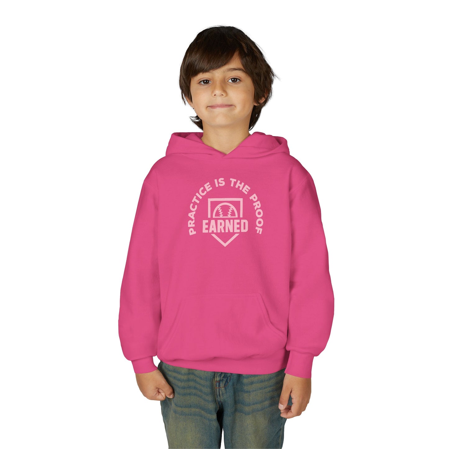 PRACTICE IS THE PROOF Youth Hoodie (Pink Logo)