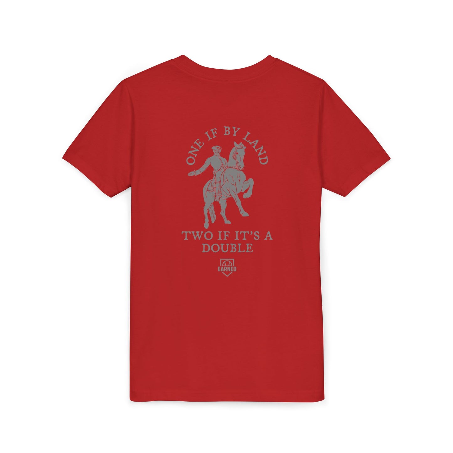 ONE IF BY LAND, TWO IF IT'S A DOUBLE Youth Tee (Paul Revere Grey)