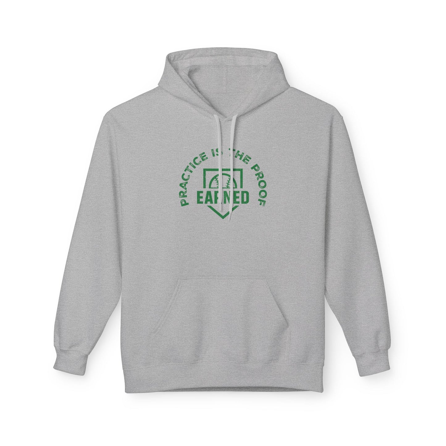 PRACTICE IS THE PROOF Adult Hoodie (Green Logo)