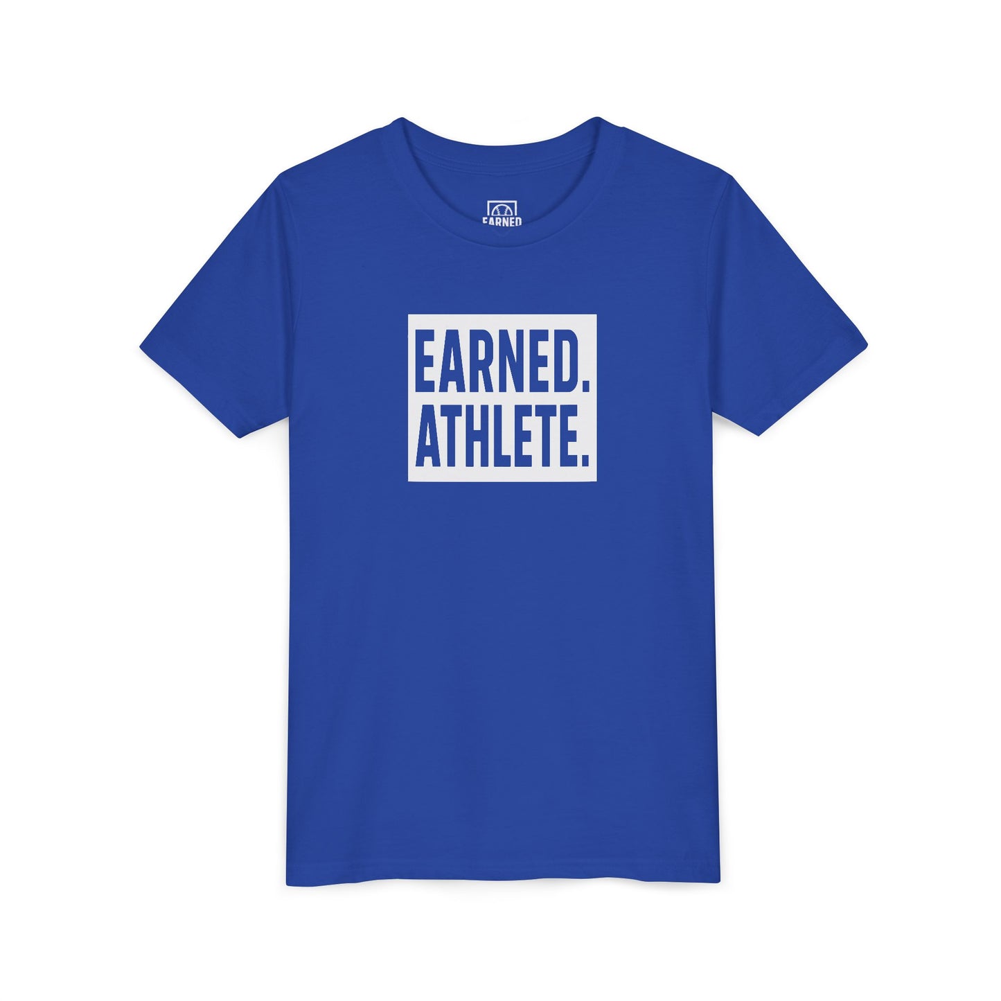 EARNED. ATHLETE. Youth Tee (White Font)