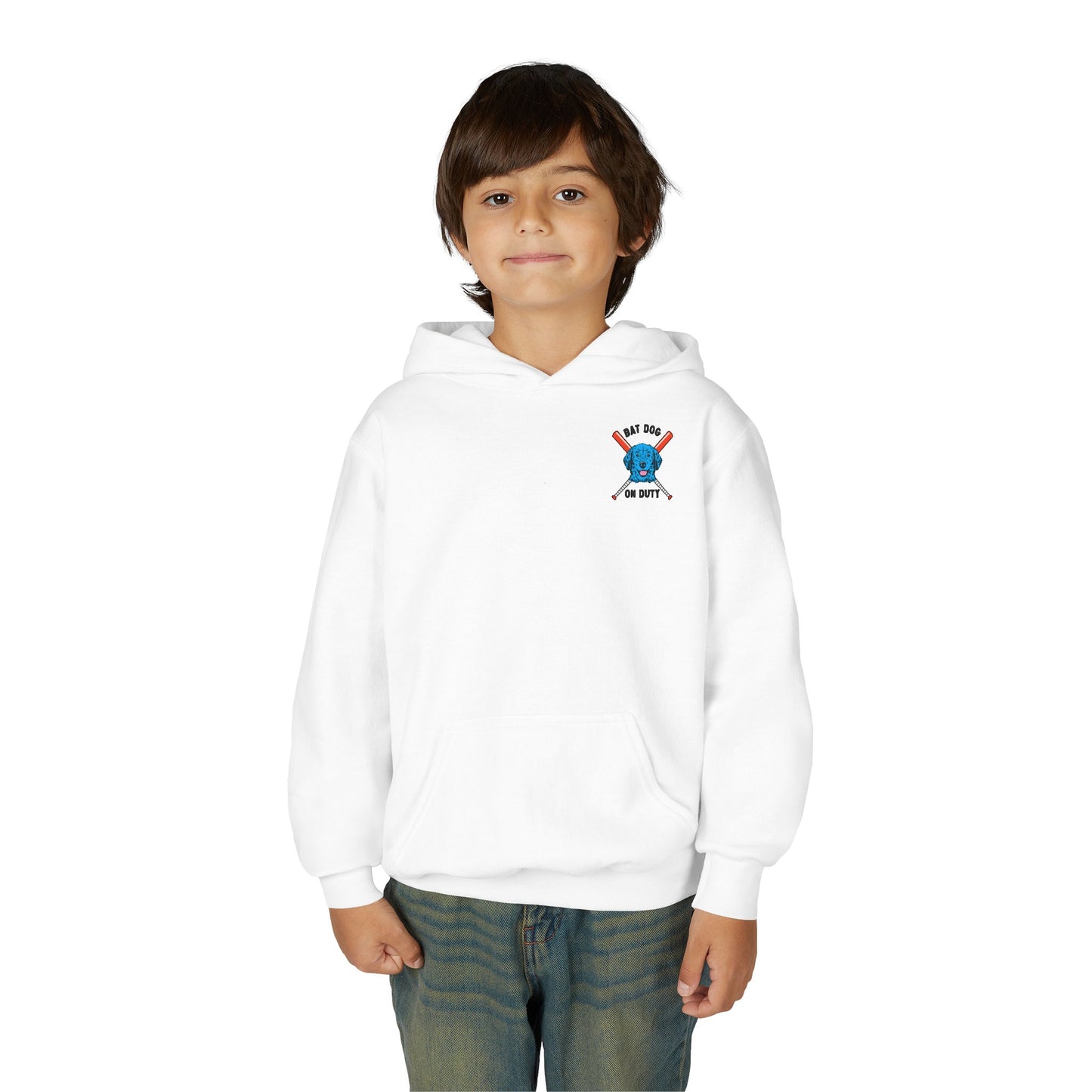 FETCH HARD. HUSTLE HARDER. Youth Hoodie (Red Bat) - BARK PARK Collection