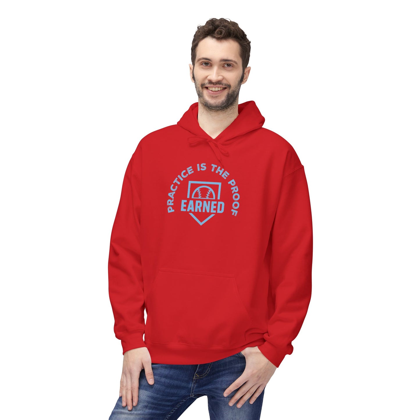 PRACTICE IS THE PROOF Hoodie (Light Blue Font)