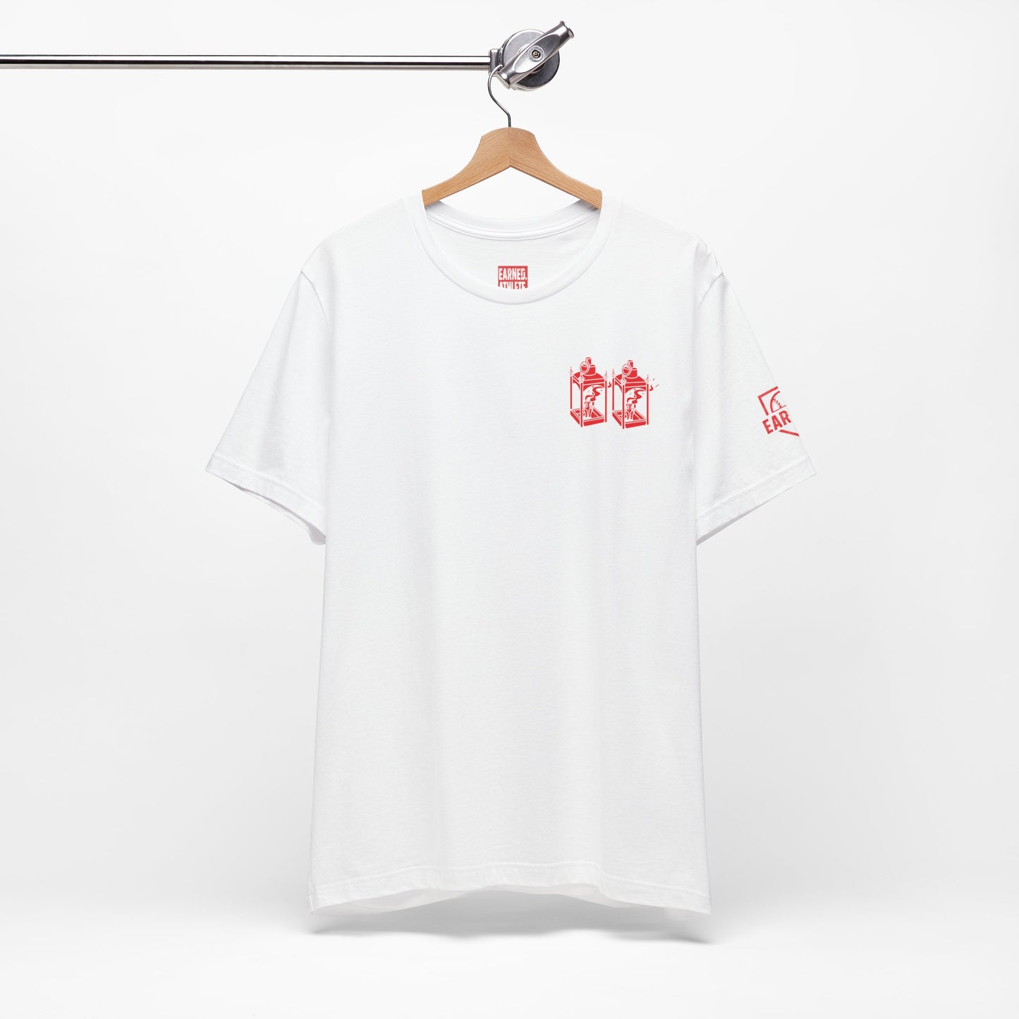 ONE IF BY LAND, TWO IF IT'S A DOUBLE Tee (Paul Revere Red)