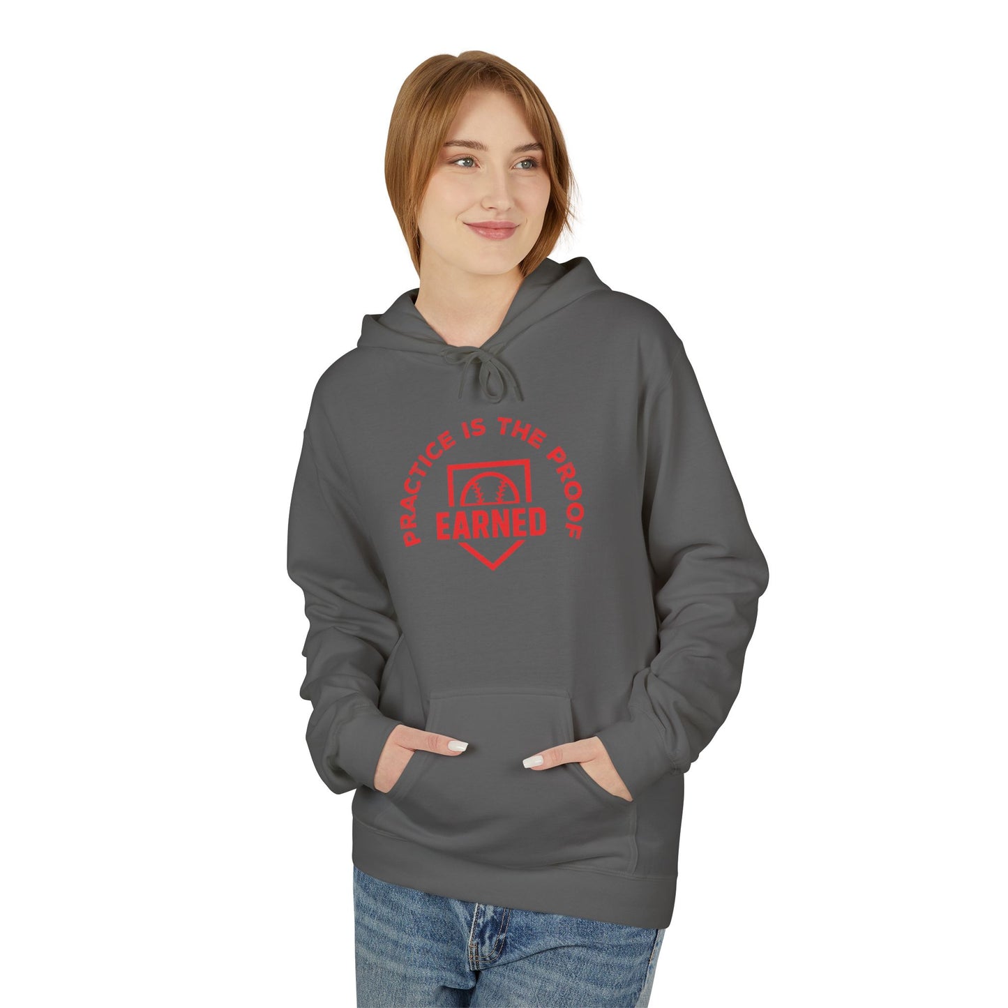 PRACTICE IS THE PROOF Hoodie (Red Font)