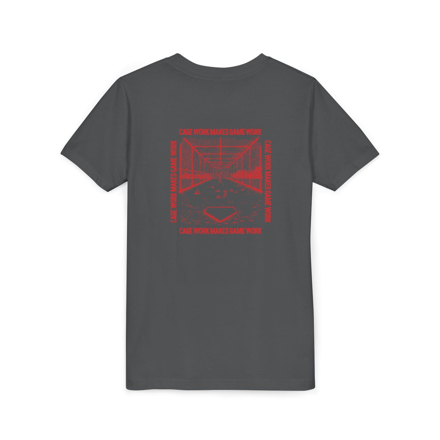 CAGE WORK MAKES GAME WORK Youth Tee (Red Font)