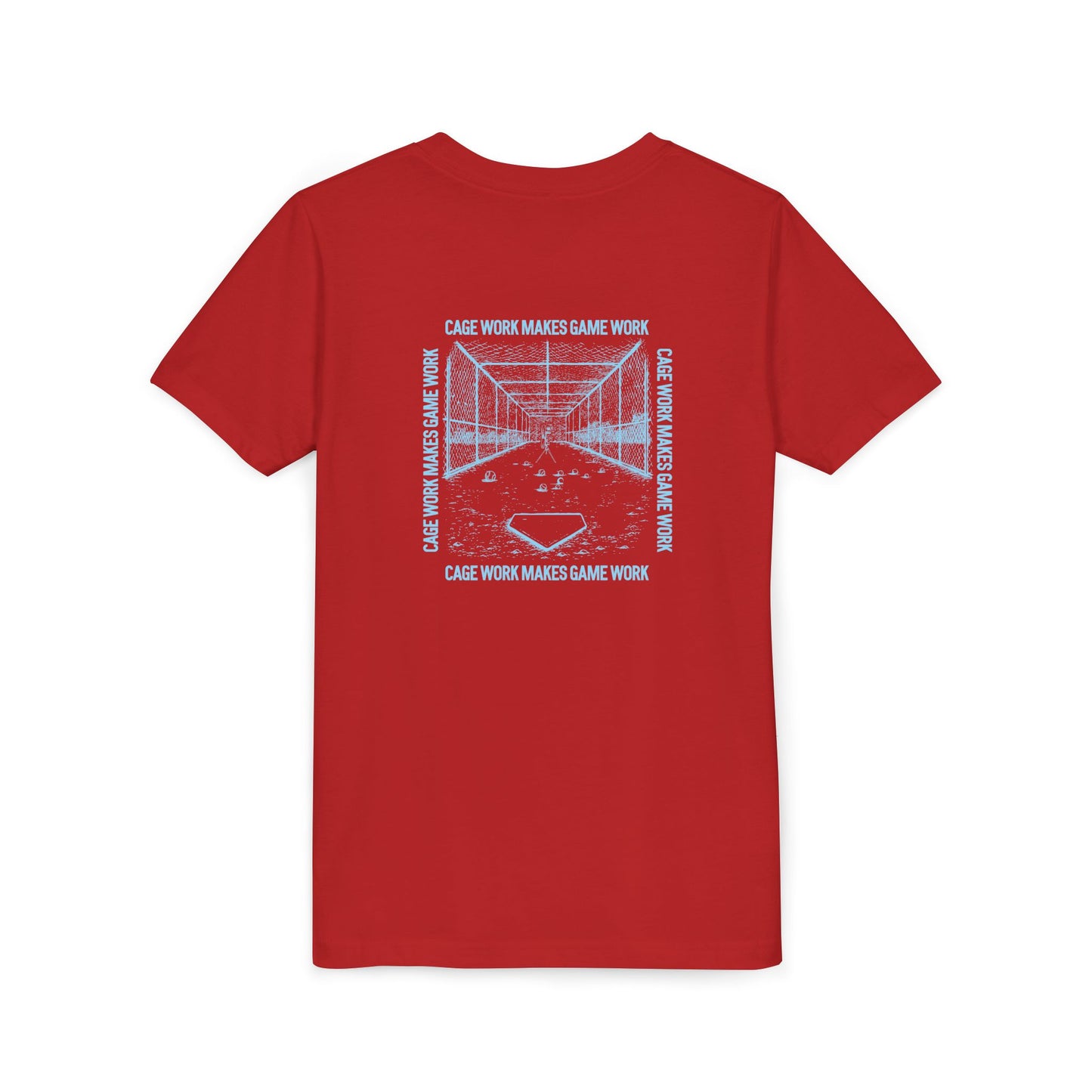 CAGE WORK MAKES GAME WORK Youth Tee (Blue Font)