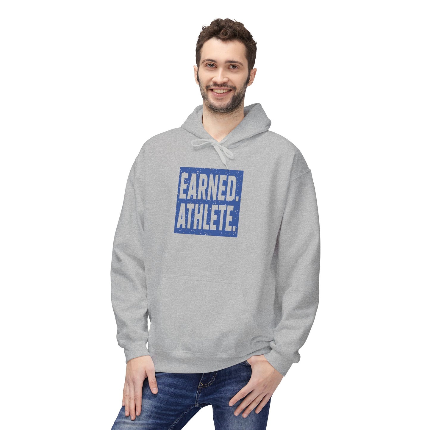 EARNED. ATHLETE. Hoodie (Blue Logo)