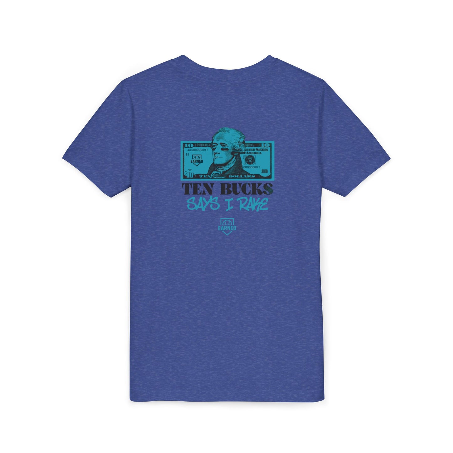 TEN BUCKS SAYS I RAKE Youth Tee (Blue Logo)