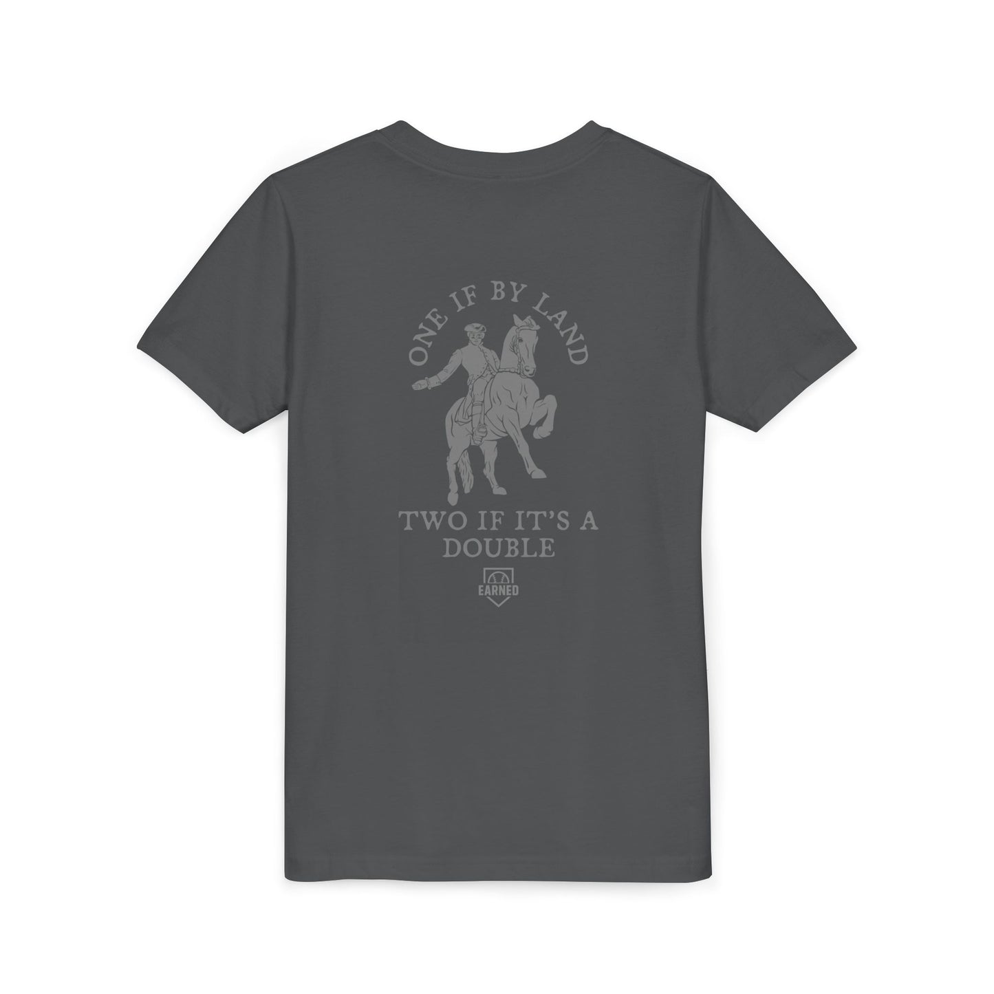 ONE IF BY LAND, TWO IF IT'S A DOUBLE Youth Tee (Paul Revere Grey)