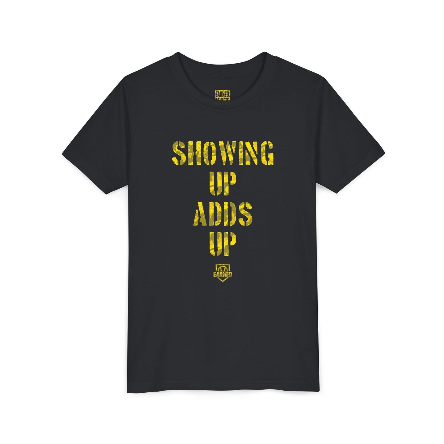 SHOWING UP, ADDS UP Youth Tee (Yellow Font)