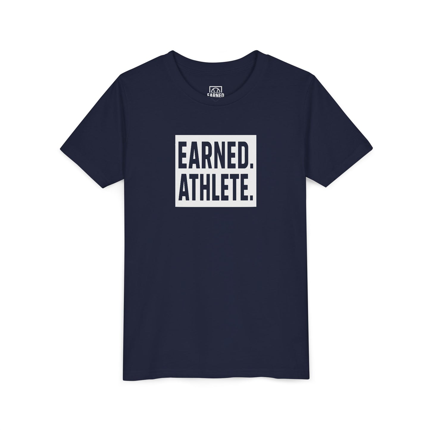 EARNED. ATHLETE. Youth Tee (White Font)