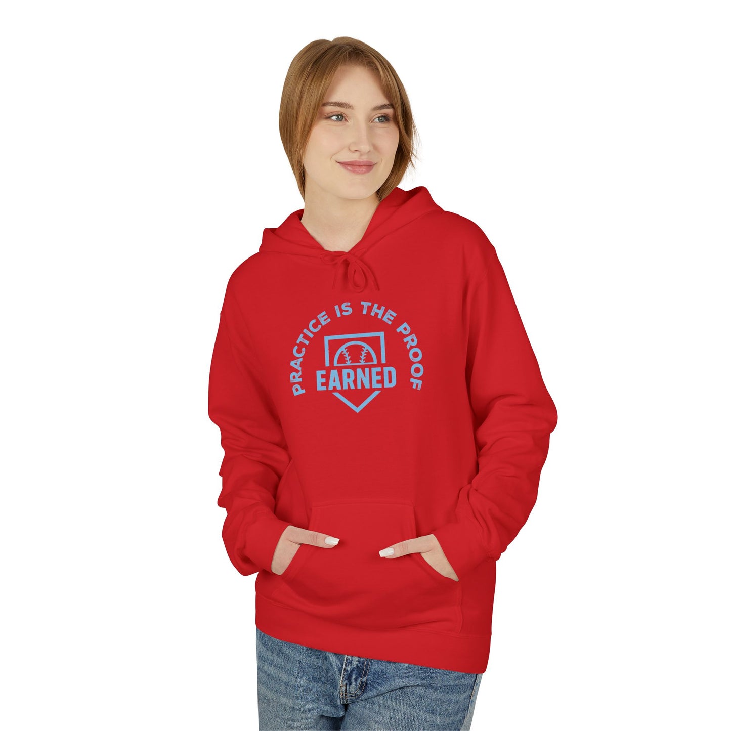 PRACTICE IS THE PROOF Hoodie (Light Blue Font)