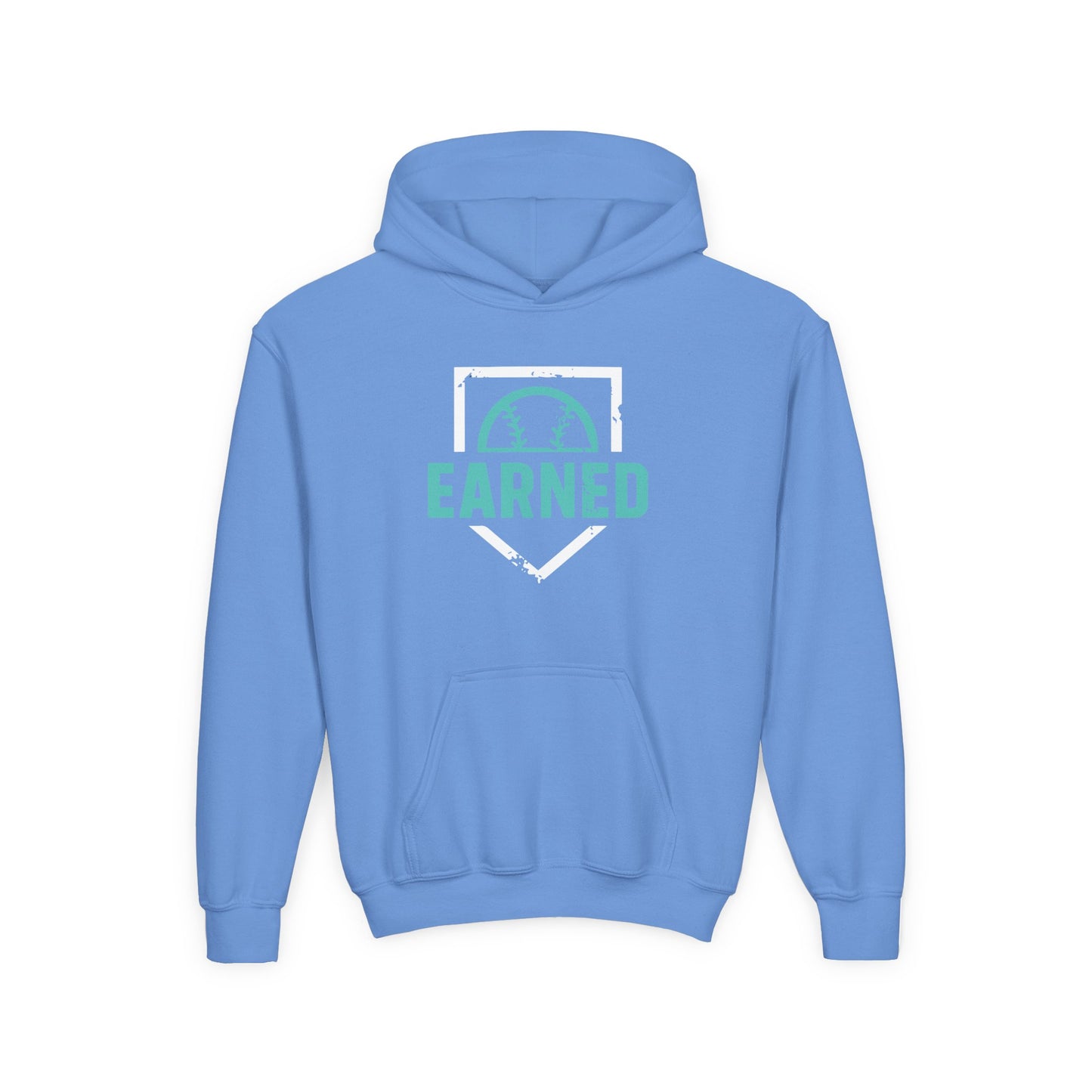 EARNED Logo Youth Hoodie (Aqua & White Font)