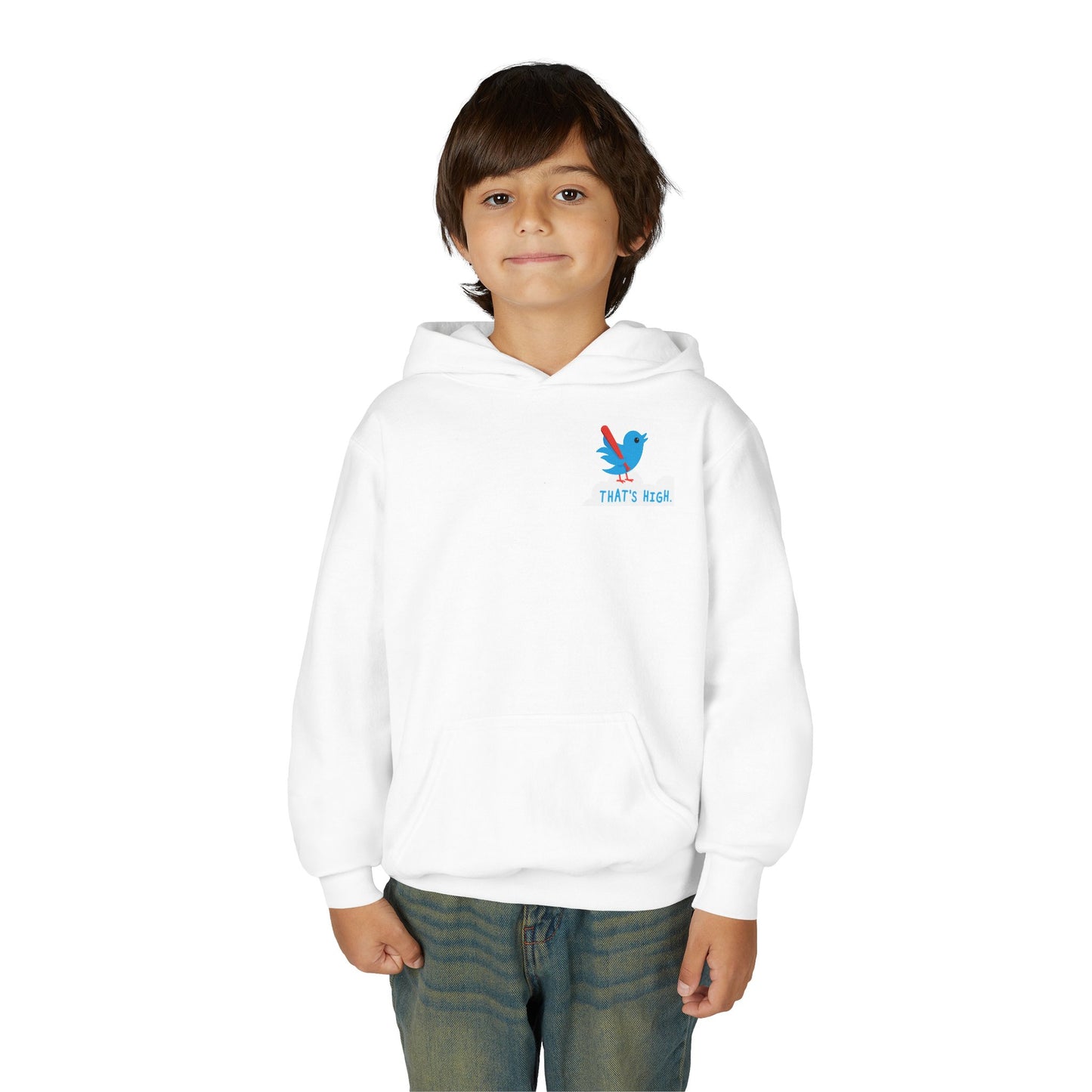 THAT'S HIGH Youth Hoodie (Blue Bird) - DUGOUT CHANT Collection