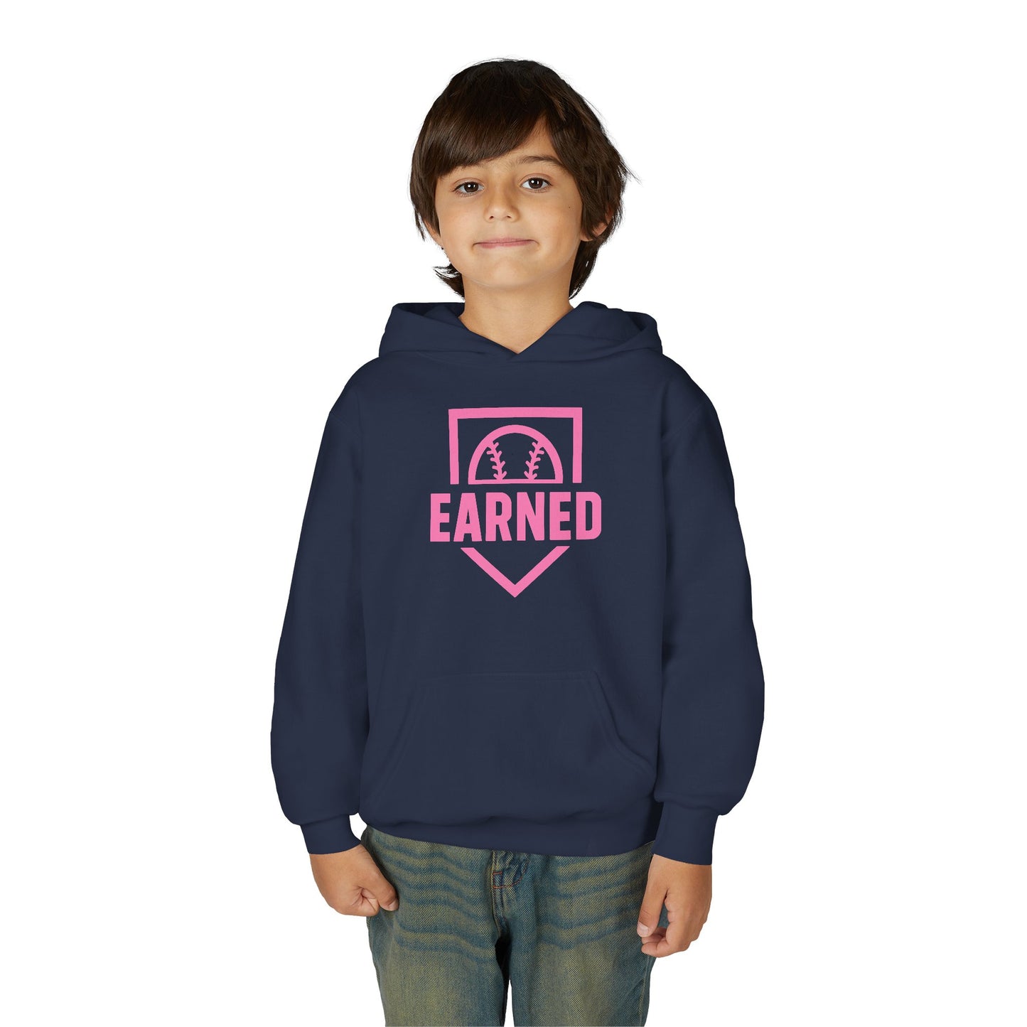 EARNED Logo Youth Hoodie (Hot Pink)