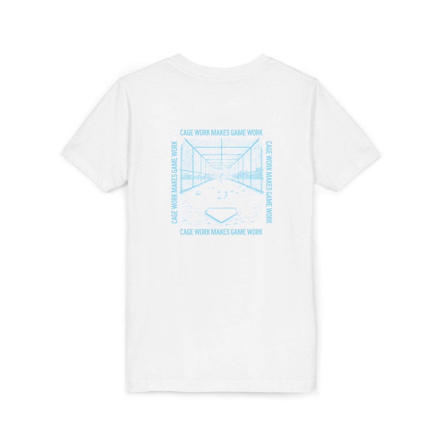 CAGE WORK MAKES GAME WORK Youth Tee (Blue Font)