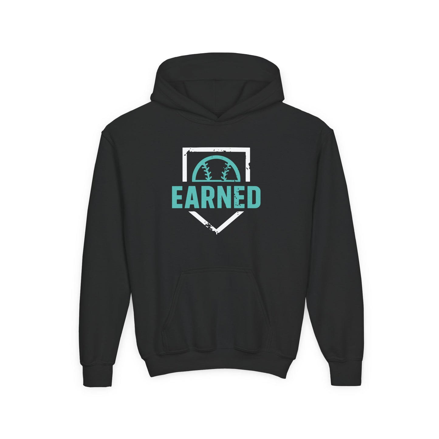 EARNED Logo Youth Hoodie (Aqua & White Font)