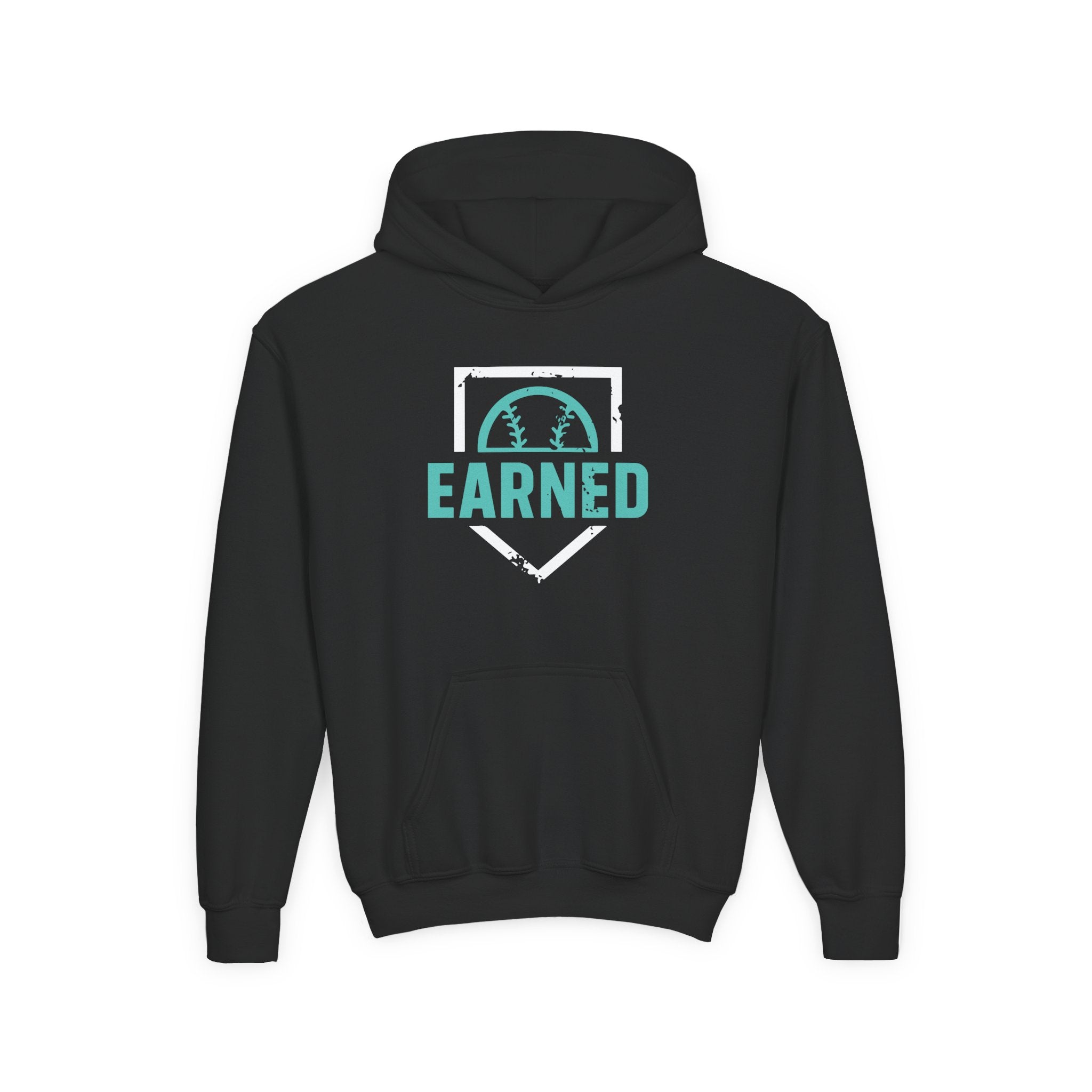 EARNED Logo Youth Hoodie (Aqua & White Font)