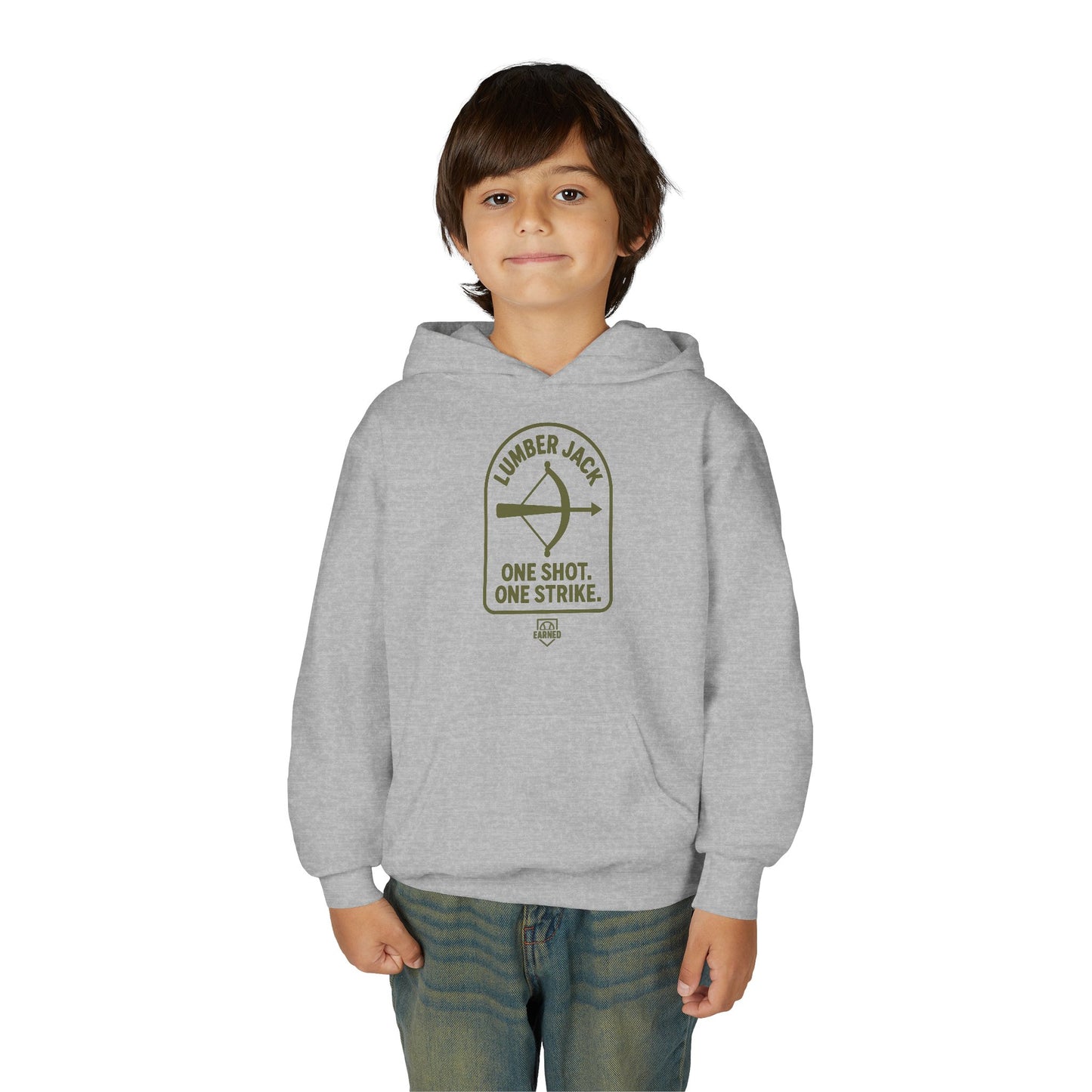 ONE SHOT. ONE STRIKE. Youth Hoodie - LUMBER JACK Collection