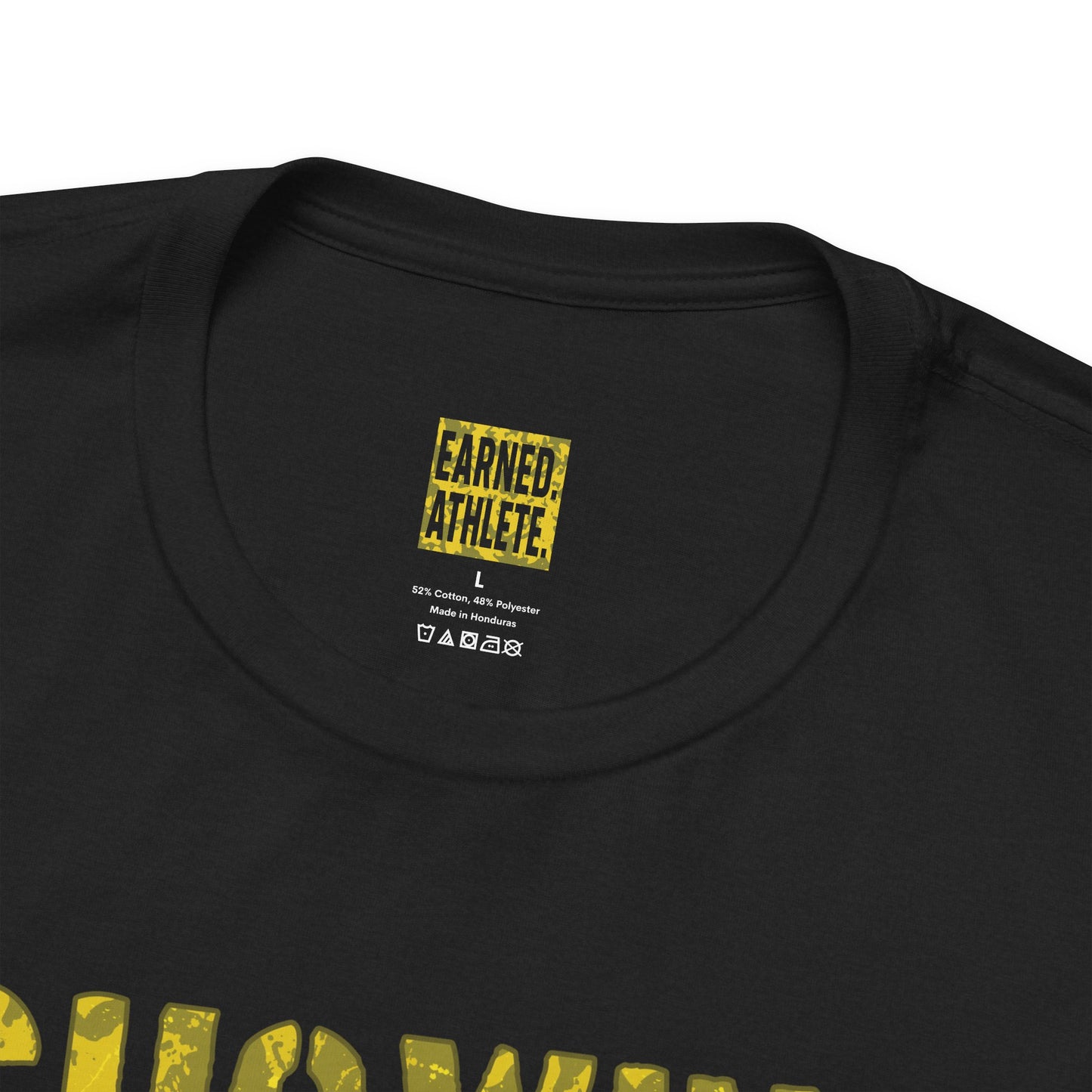 SHOWING UP ADDS UP Tee (Yellow Camo Font)