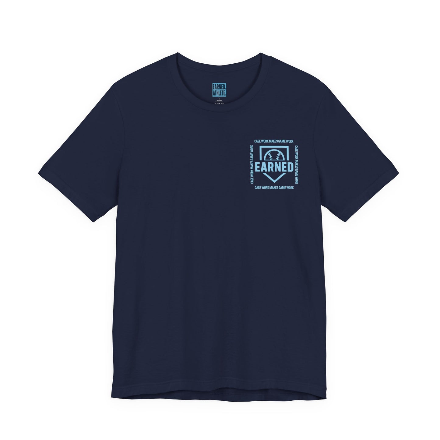 CAGE WORK MAKES GAME WORK Tee (Blue Font)
