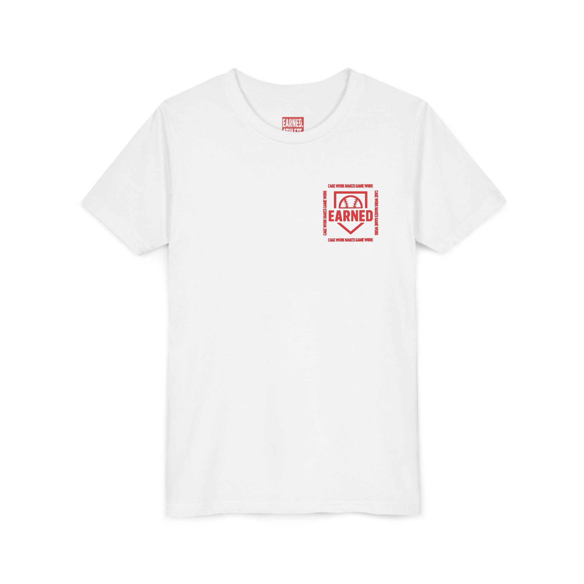 CAGE WORK MAKES GAME WORK Youth Tee (Red Font)