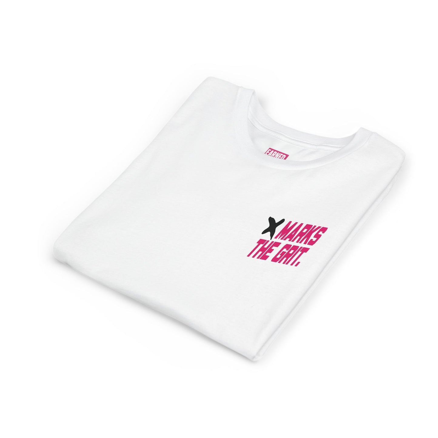 X MARKS THE GRIT Youth Tee (Black X, Pink Font)