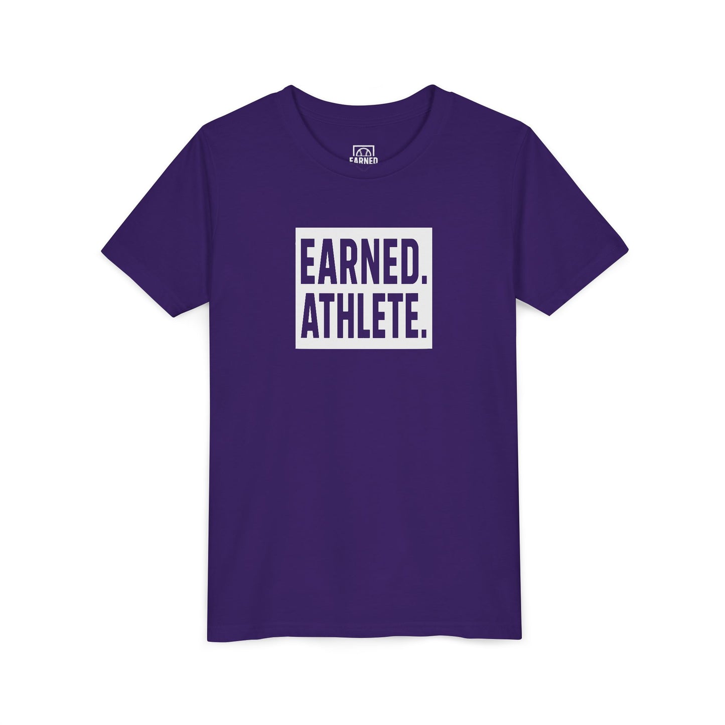 EARNED. ATHLETE. Youth Tee (White Font)