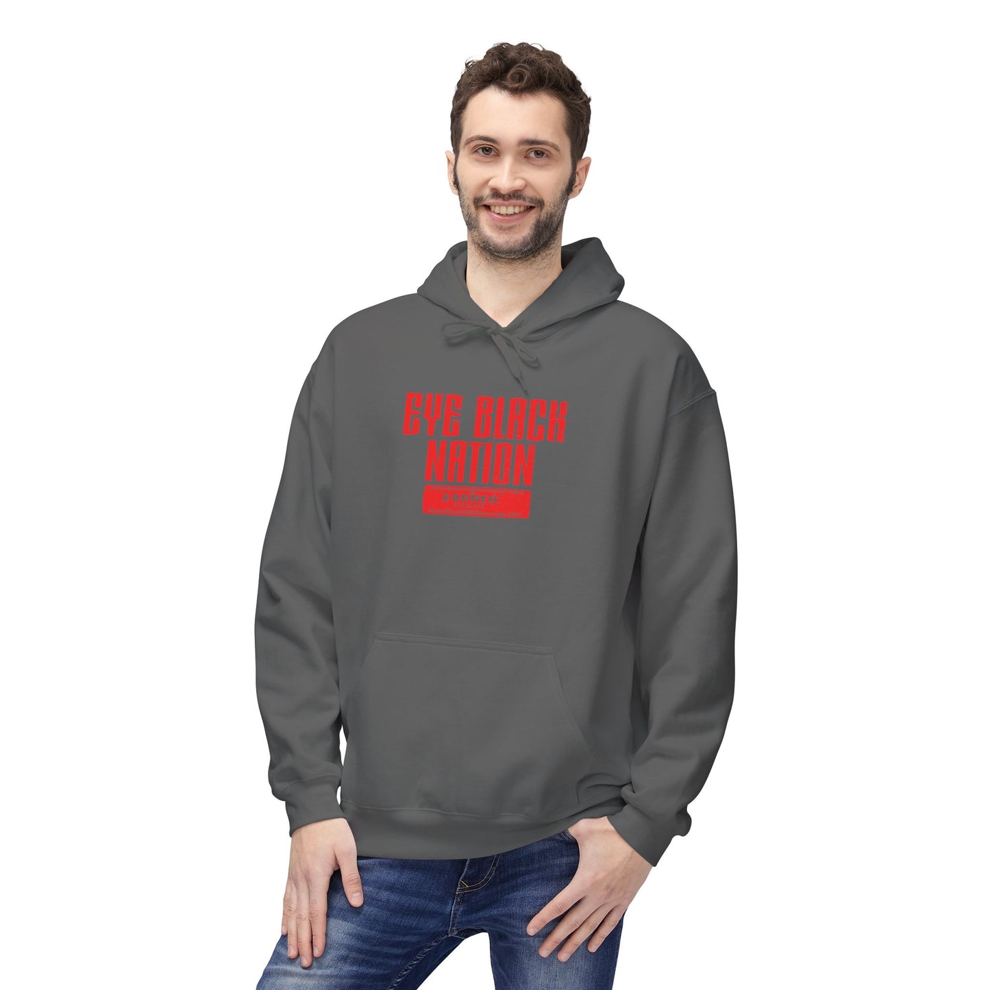 EYE BLACK NATION Adult Hoodie (Red Font)