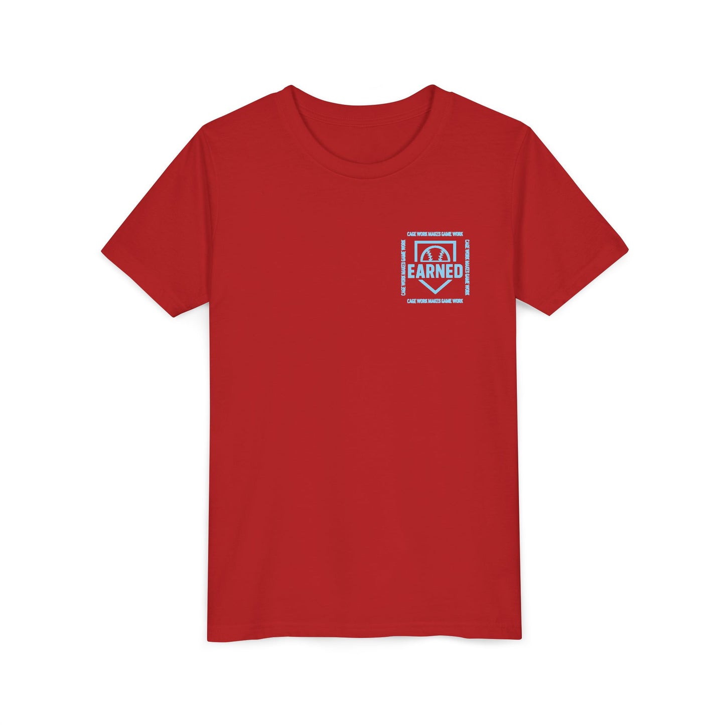 CAGE WORK MAKES GAME WORK Youth Tee (Blue Font)