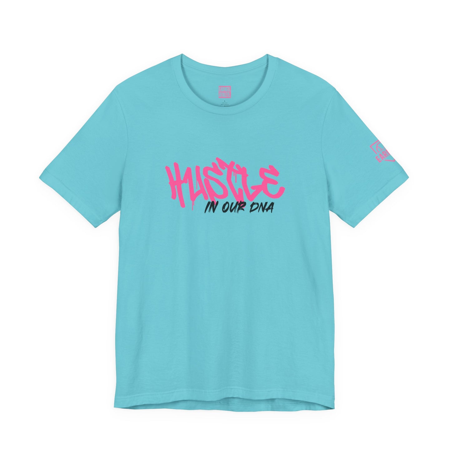 HUSTLE IN OUR DNA Tee (Pink Font)