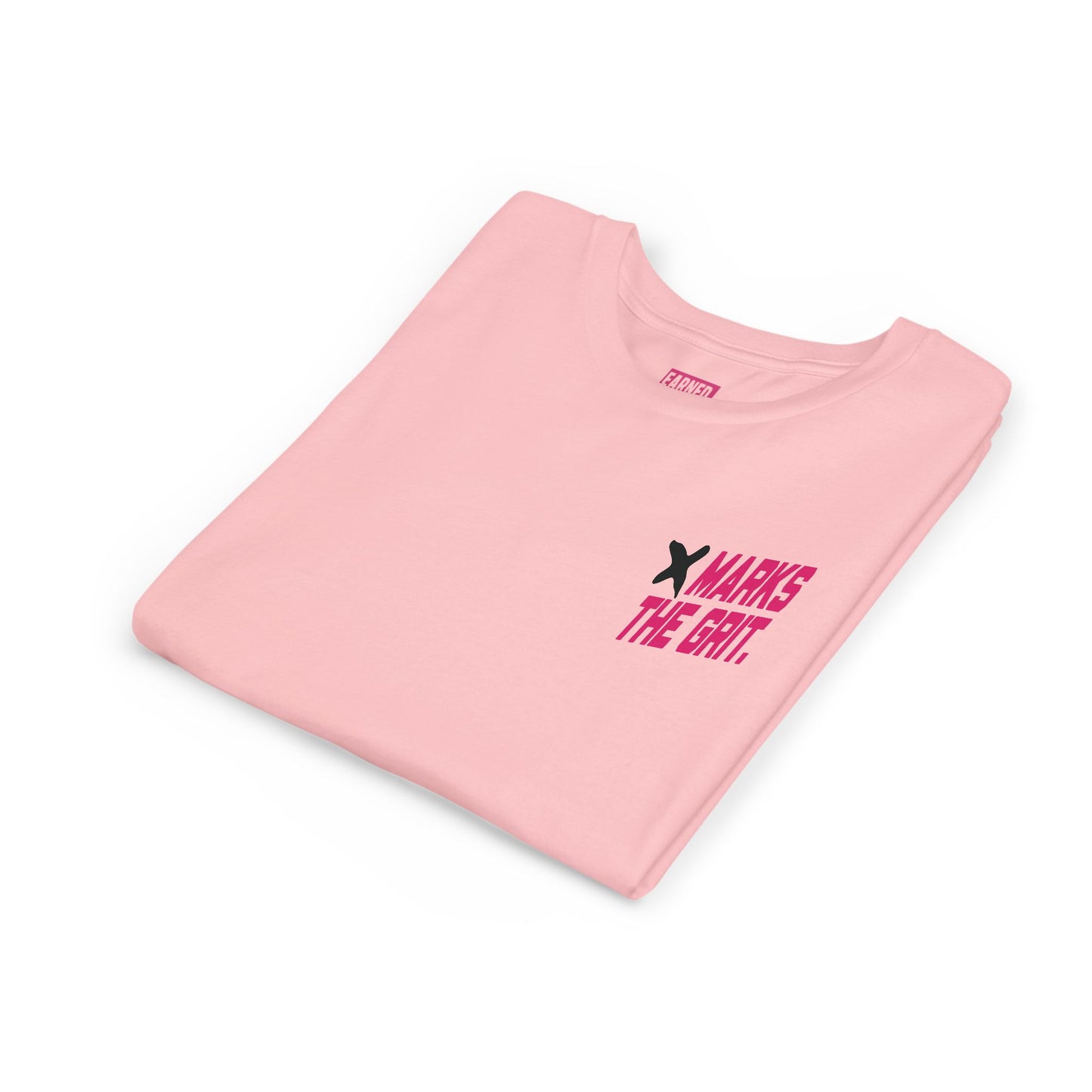 X MARKS THE GRIT Youth Tee (Black X, Pink Font)
