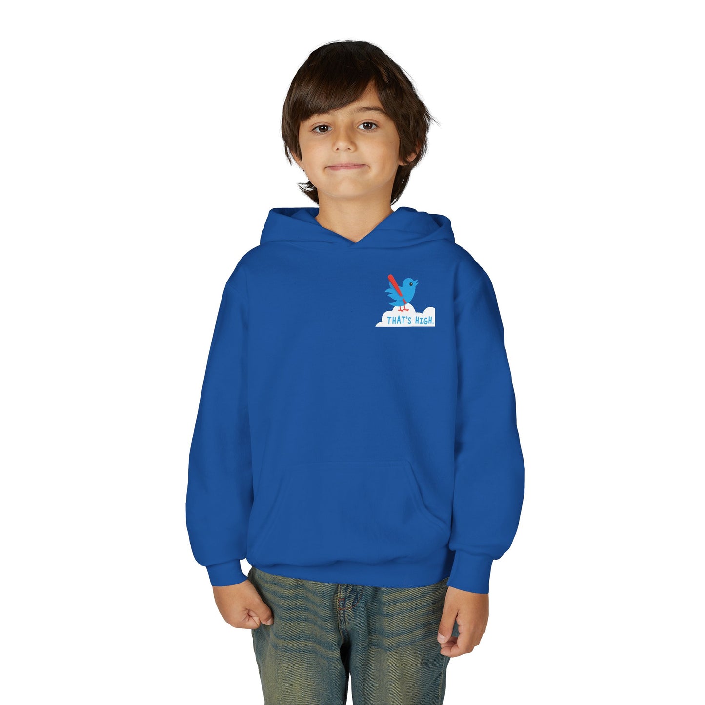 THAT'S HIGH Youth Hoodie (Blue Bird) - DUGOUT CHANT Collection