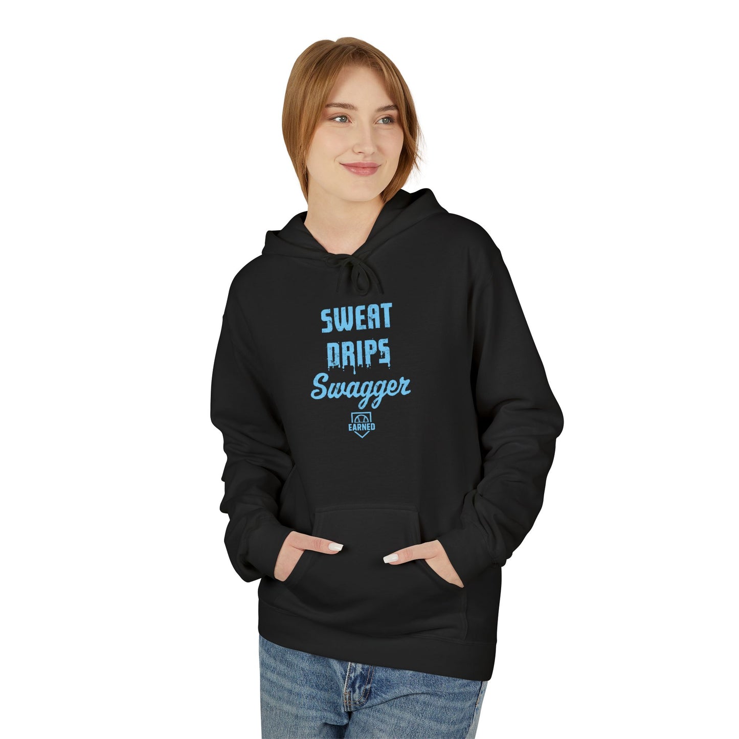 SWEAT DRIPS SWAGGER Hoodie (Light Blue Font)
