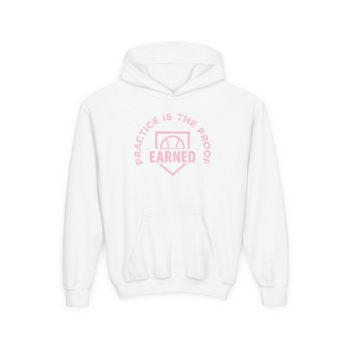 PRACTICE IS THE PROOF Youth Hoodie (Pink Logo)