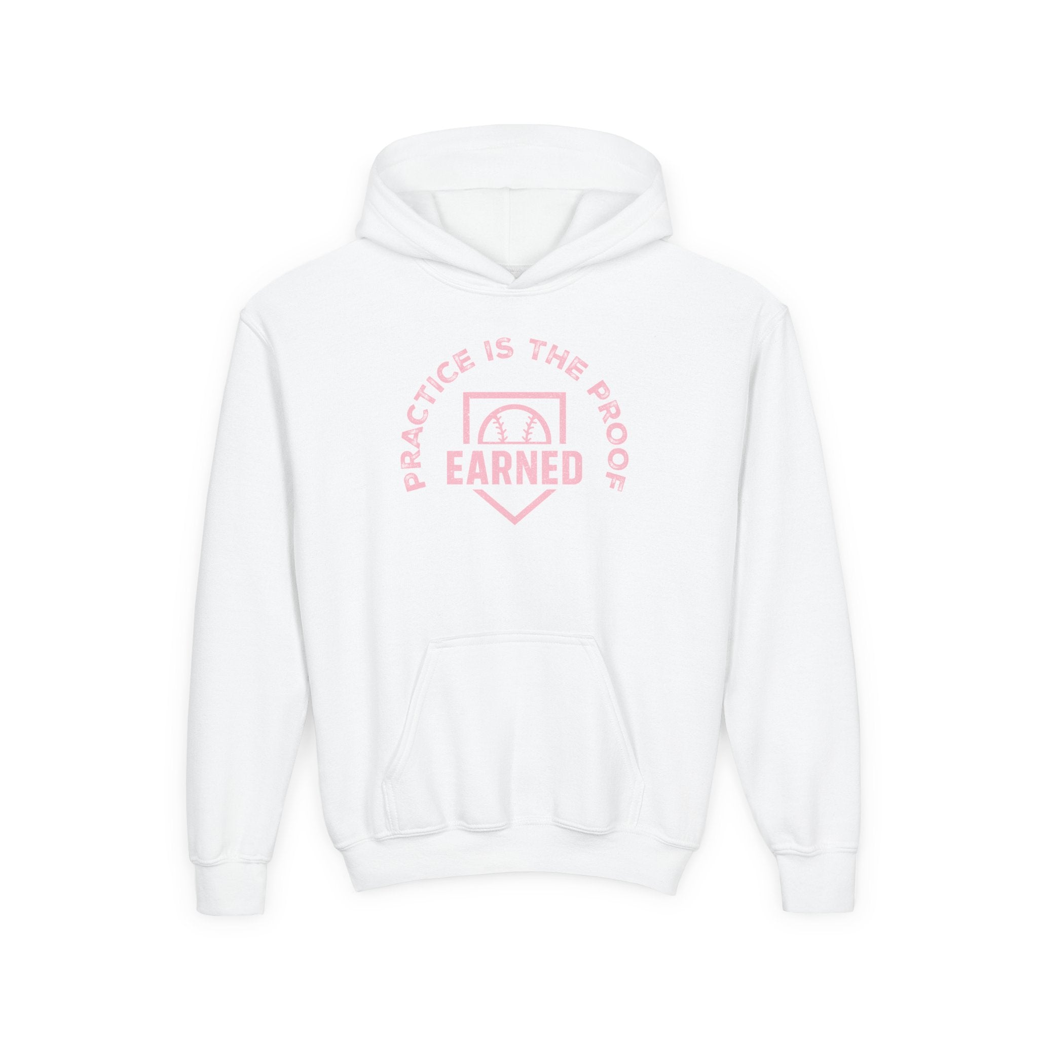 PRACTICE IS THE PROOF Youth Hoodie (Pink Logo)