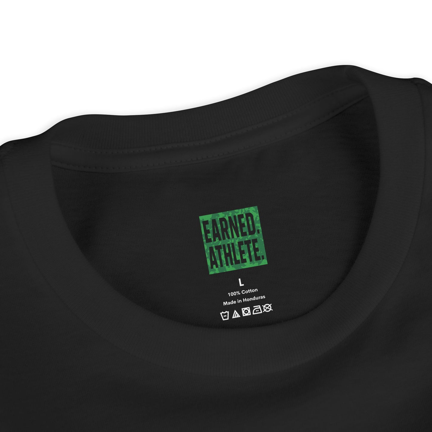 SHOWING UP ADDS UP Youth Tee (Green Camo Font)