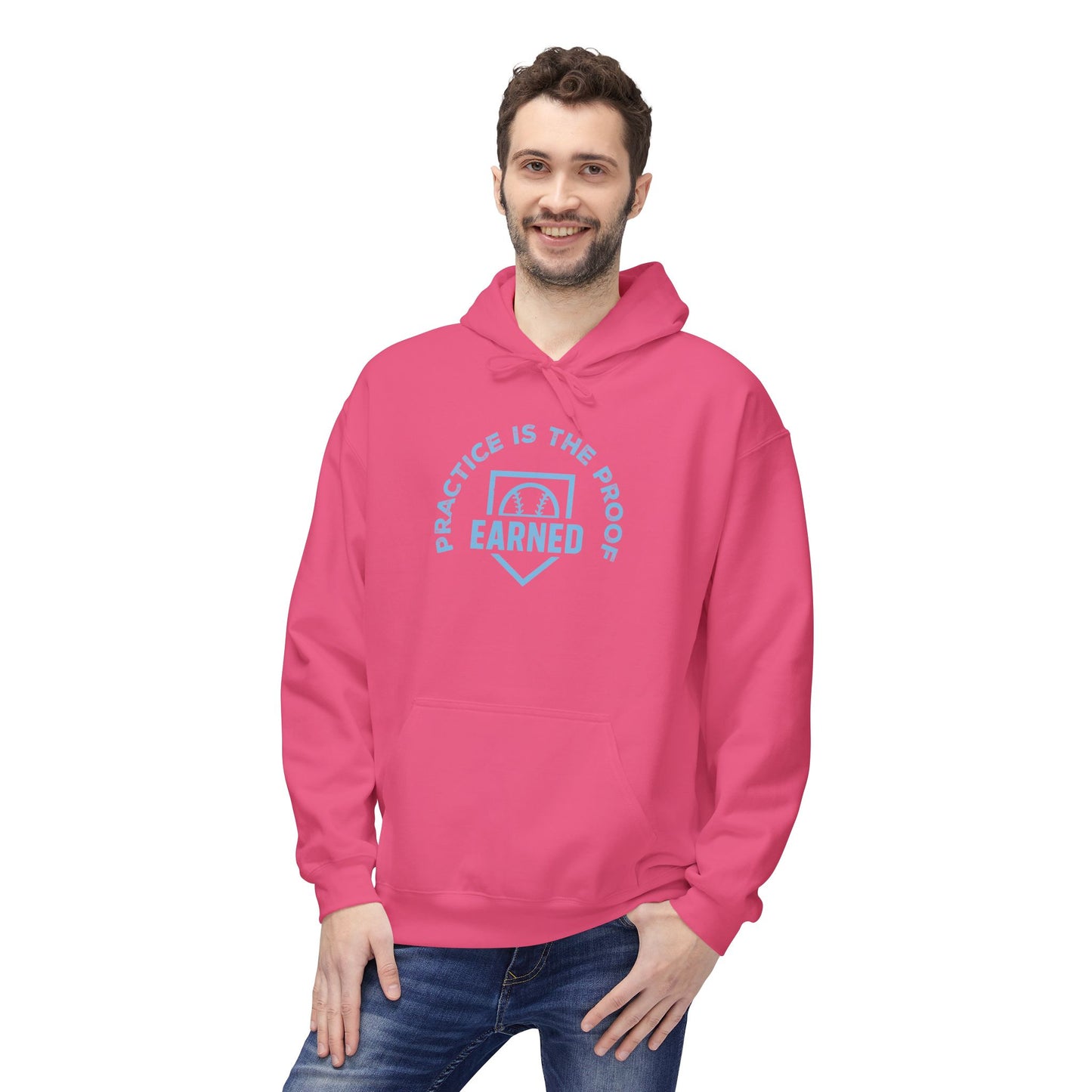 PRACTICE IS THE PROOF Hoodie (Light Blue Font)