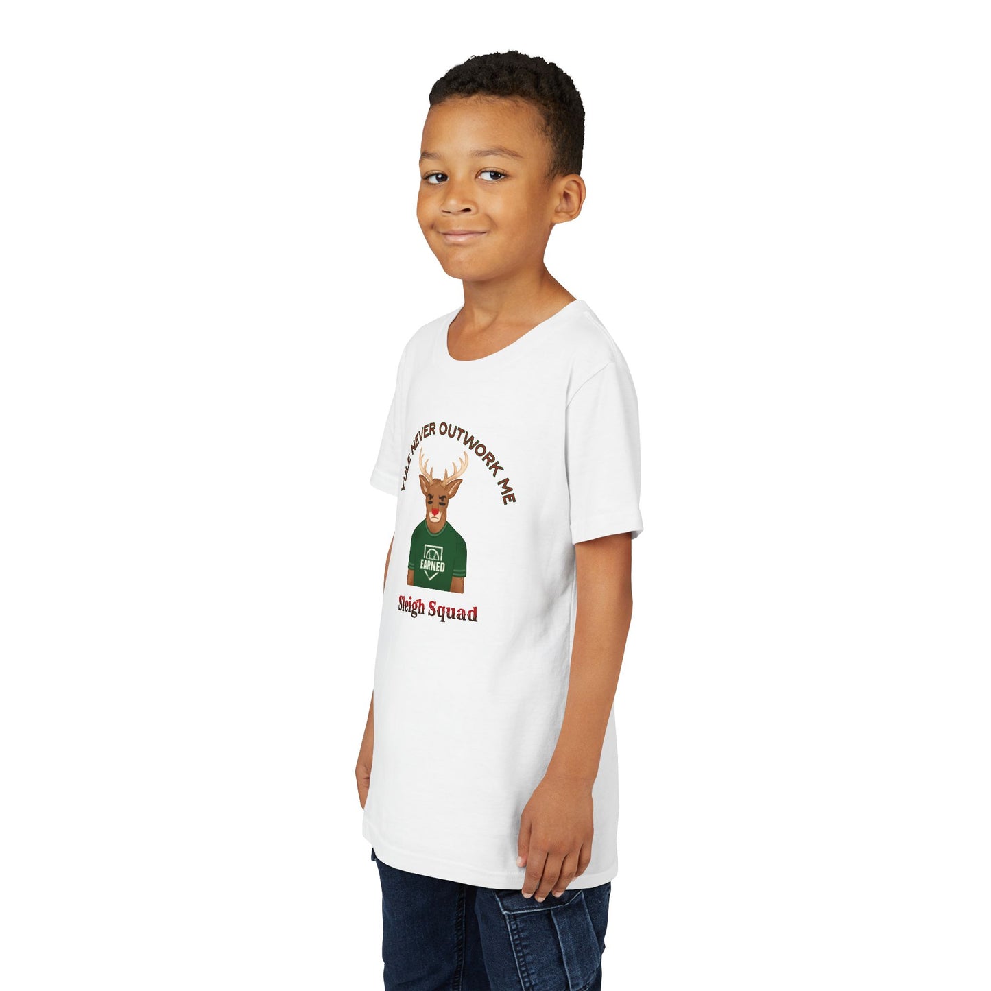YULE NEVER OUTWORK ME Youth Tee - SLEIGH SQUAD Collection