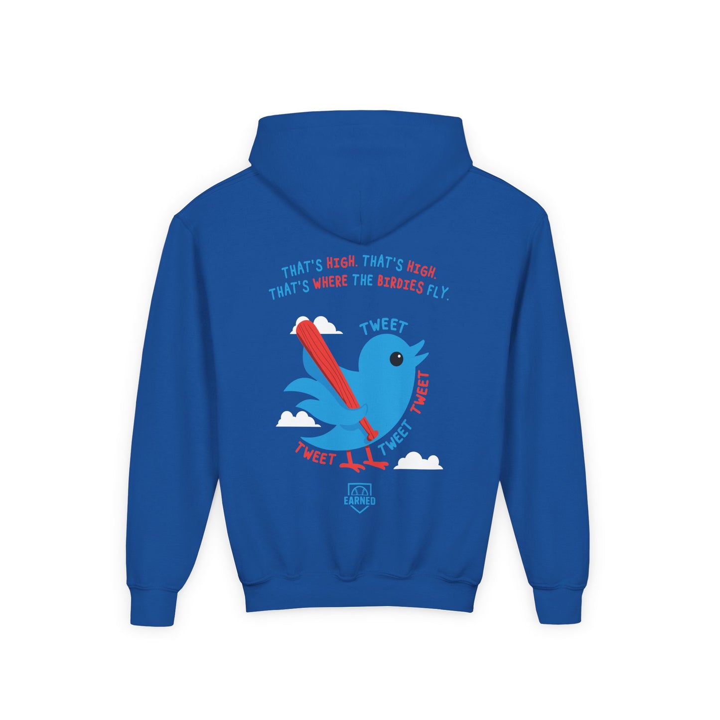 THAT'S HIGH Youth Hoodie (Blue Bird) - DUGOUT CHANT Collection