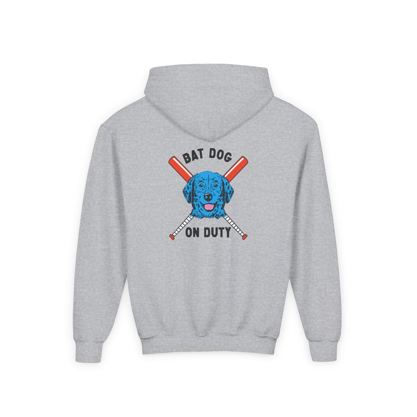 BAT DOG ON DUTY Youth Hoodie (Red, White and Woof) - BARK PARK Collection