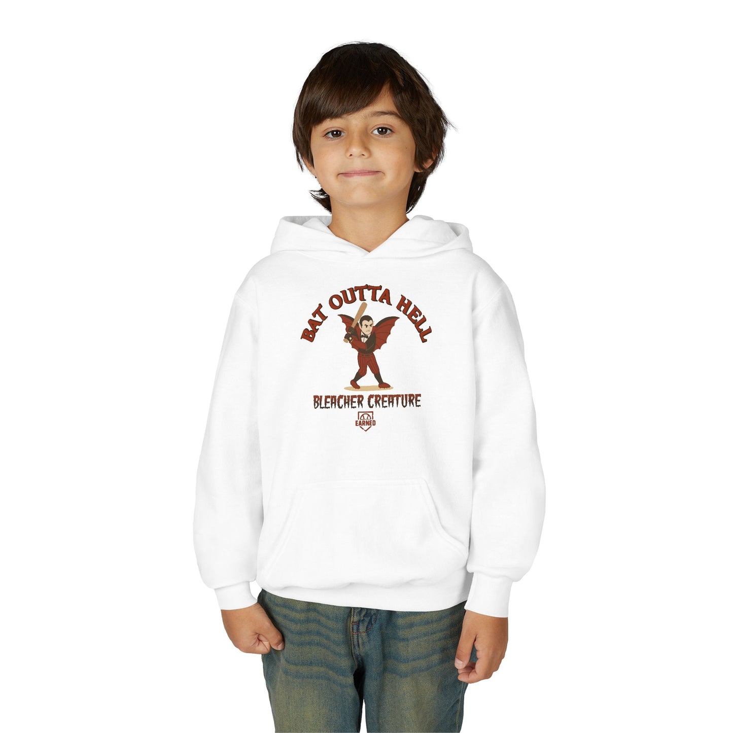 BAT OUTTA HELL Youth Hoodie - BLEACHER CREATURE Collection