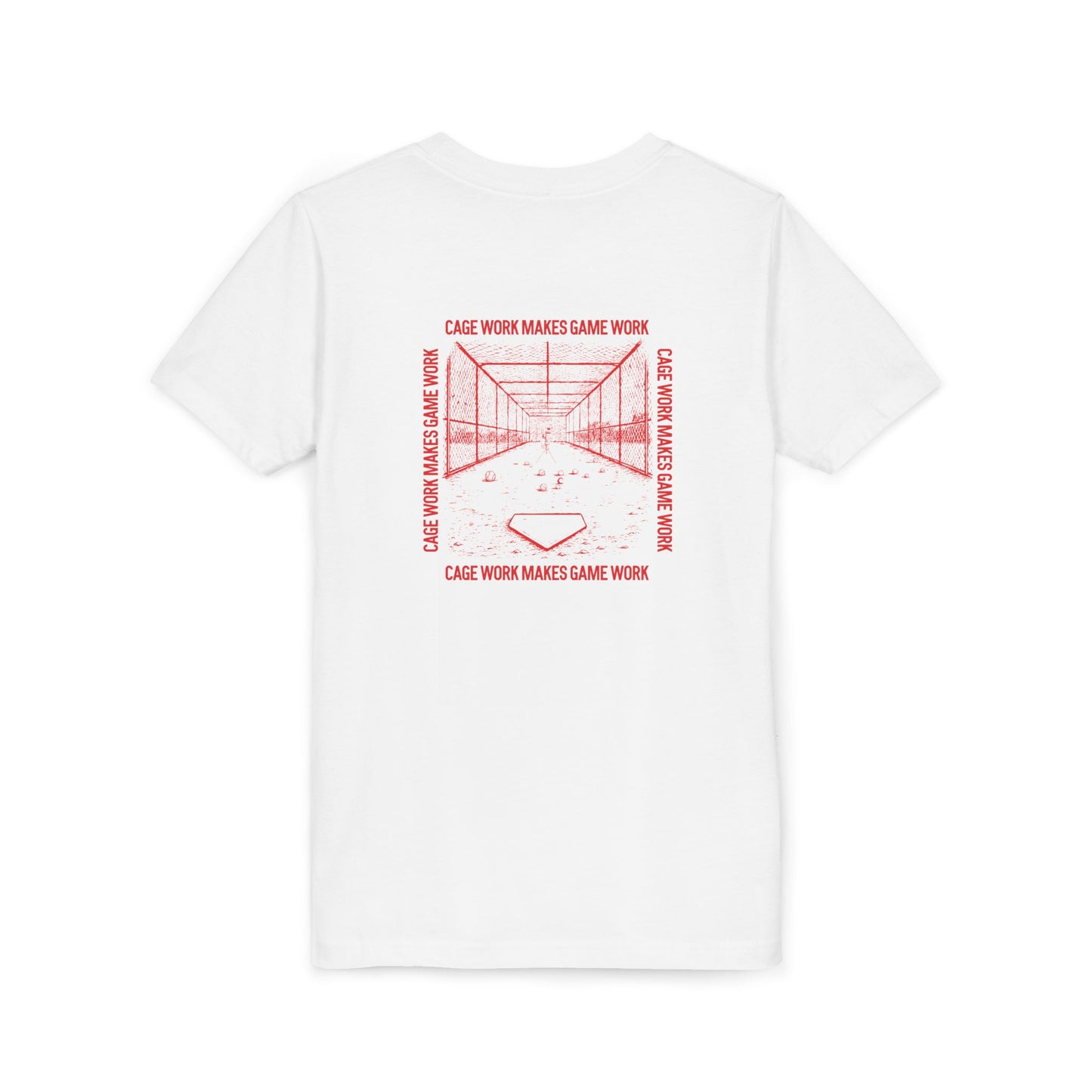 CAGE WORK MAKES GAME WORK Youth Tee (Red Font)