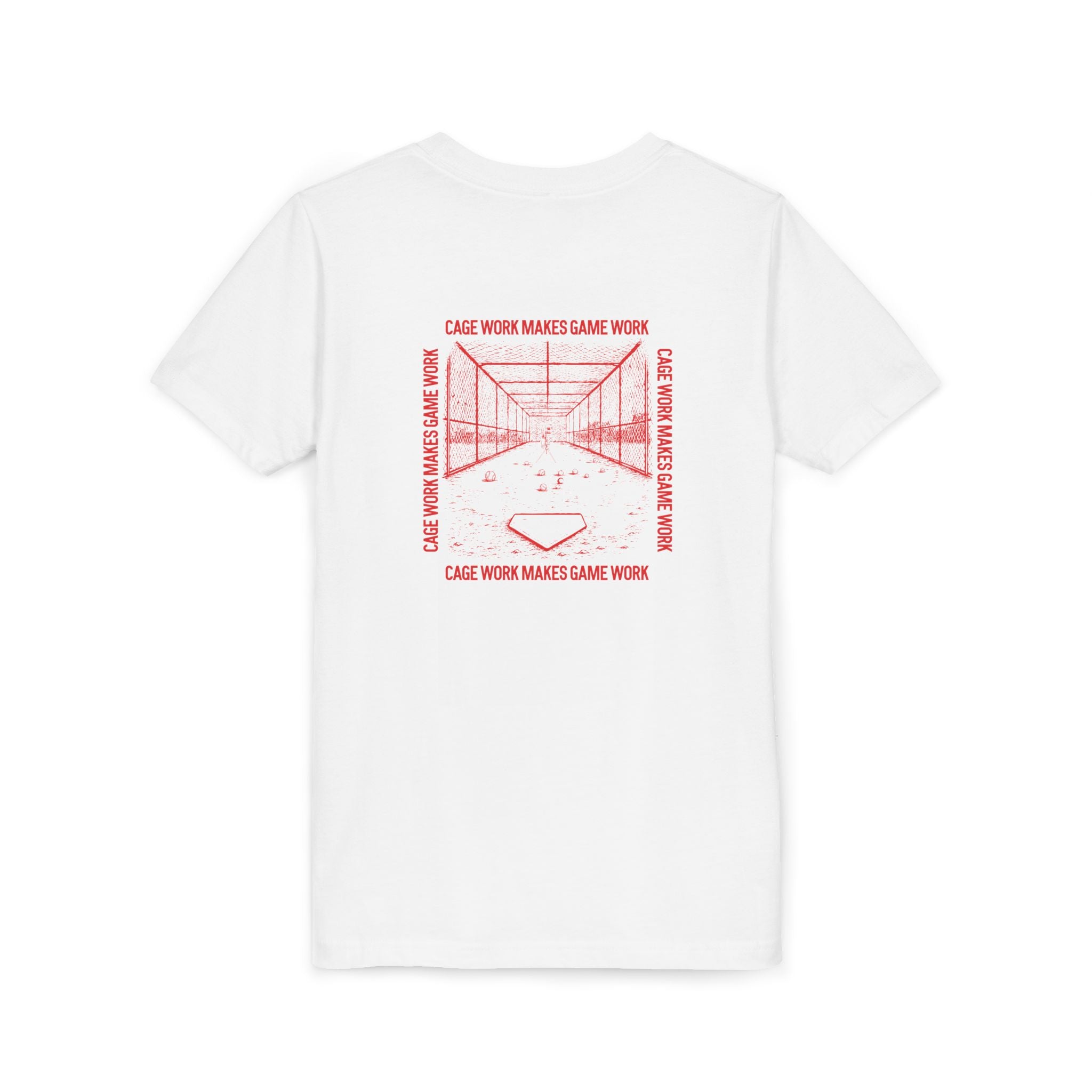 CAGE WORK MAKES GAME WORK Youth Tee (Red Font)