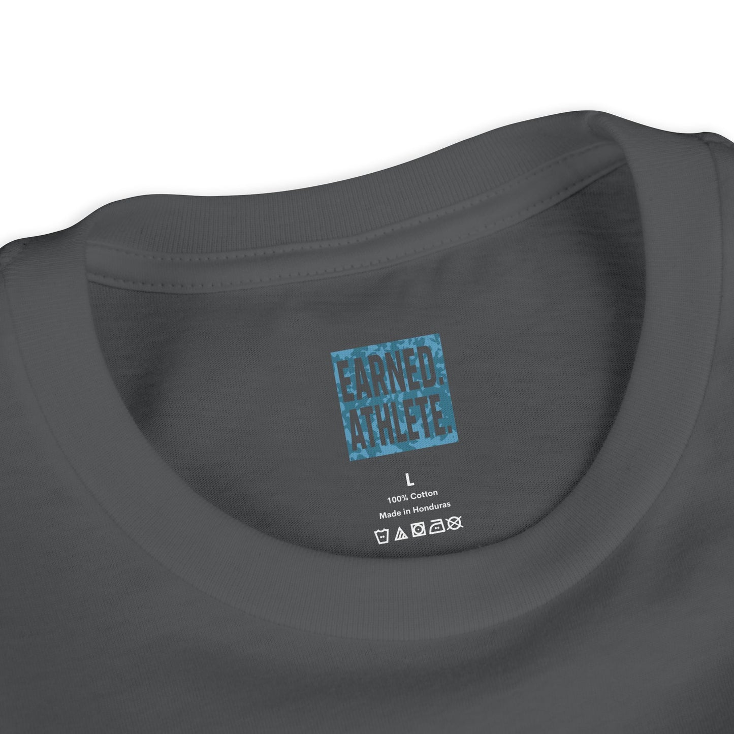 SHOWING UP ADDS UP Youth Tee (Blue Camo Font)