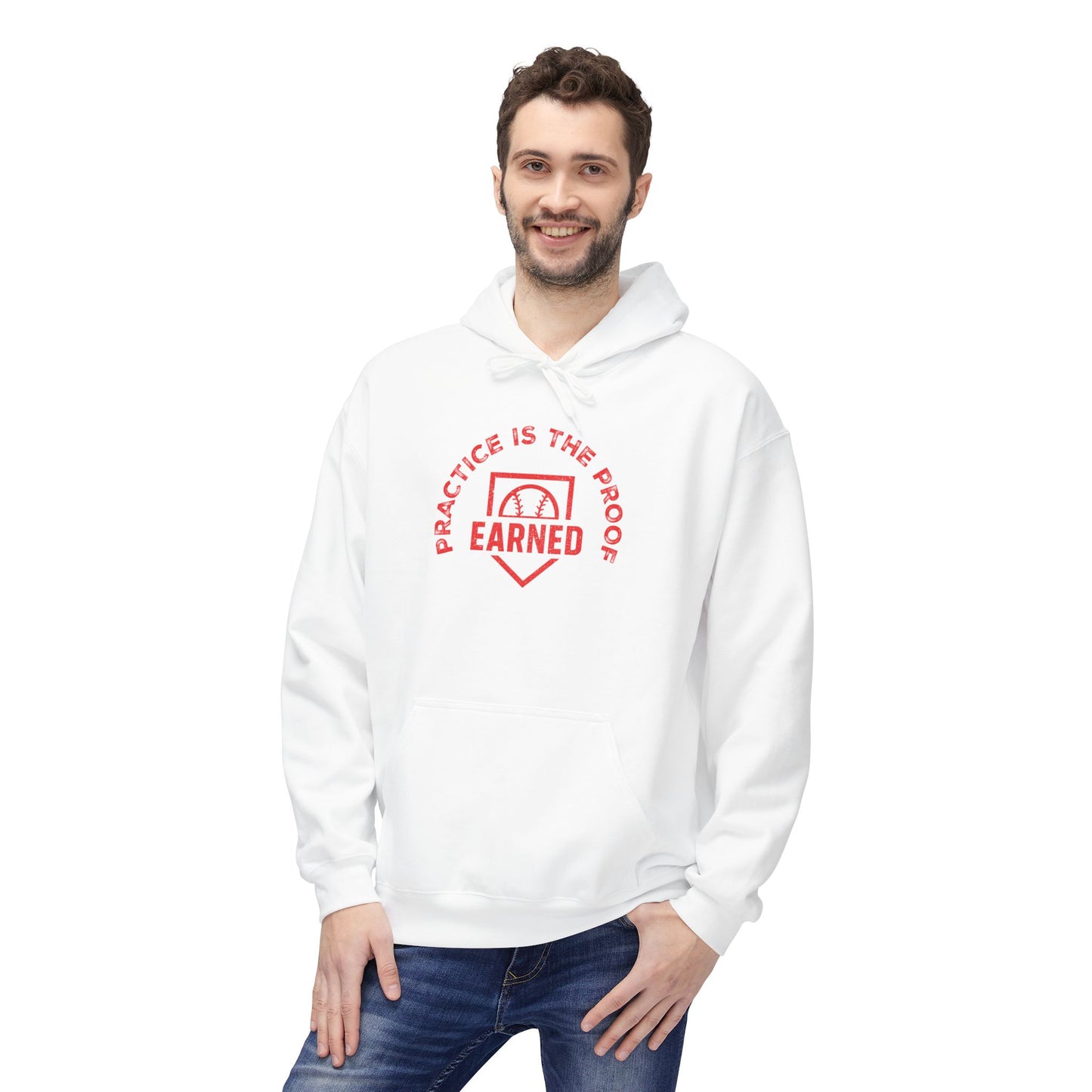 PRACTICE IS THE PROOF Hoodie (Red Font)